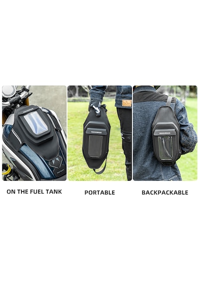 Rockbros Mıknatıslı Dokunmatik Ekranlı Motosiklet Depo Üstü Çantası Tank Bag Alüminyum - Siyah