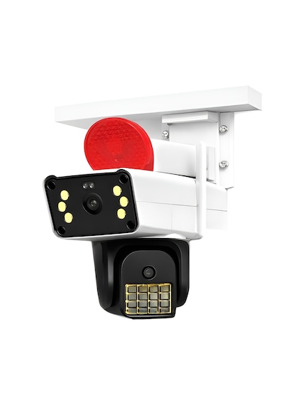 Ip66 Su Geçirmez Wifi Ptz 6mp Full Hd Çift Lens Hareket Sensörlü Alarmlı Ip Kamera Beyaz
