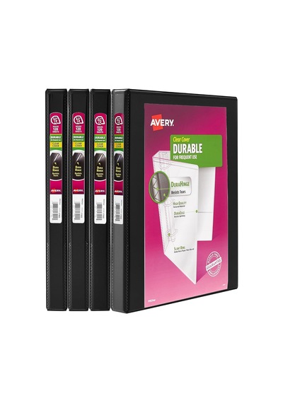 Durable Şeffaf Dosya, 4'lü Paket, 0,5 İnç, Siyah Diğer