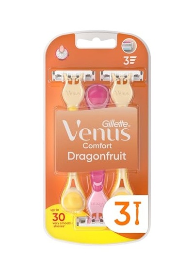 Gillette Venus 3 Tek Kullanımlık Tıraş Makinesi, Kadın, 3 Ejderha Meyvesi Kokulu Tıraş Makinesi