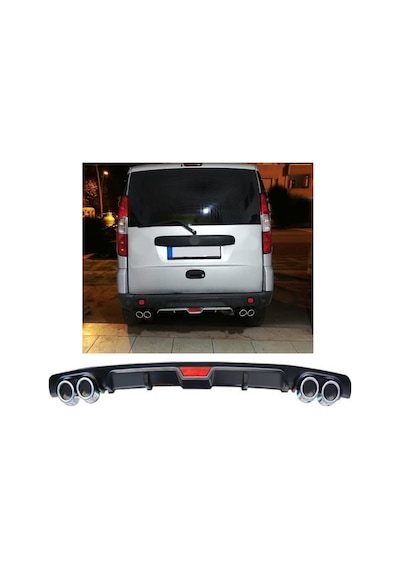 Fiat Doblo D2 Uyumlu Body Kit Difüzör 4 Çıkış Siyah Yuvarlak