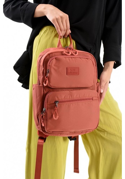 Baginn Unisex Sırt Çantası Paraşüt Kumaş Hafif Çok Cepli Yağmur İtici Kumaş 34 24 Cm 571 Collection Kiremit