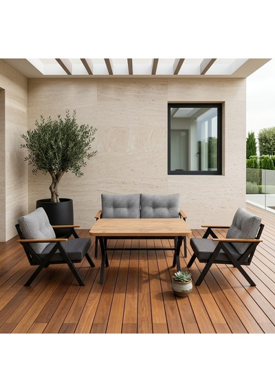 Venedik 2+1+1+ 70x120 Ceviz Desenli Masa Metal Balkon Takımı Keten Dokulu Kumaş Siyah Metal - Bahçe Teras Oturma Grubu Gri - Antrasit Venedik 2+1+1+ 70x120 Ceviz Desenli Masa Metal Balkon Takımı Keten Dokulu Kumaş Siyah Metal - Bahçe Teras Oturma Grubu Gri - Antrasit