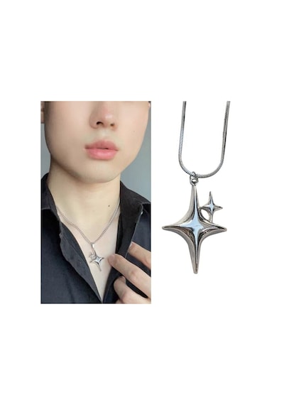 Star Silver Gotik Zincirli Kolye Çok Renkli
