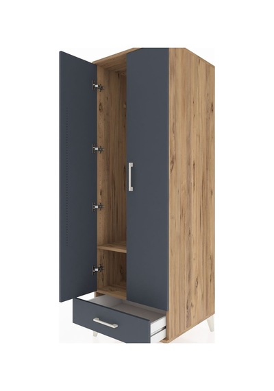 Kronos Dolap 2 Raflı Tek Çekmeceli Tek Askılı 60x59x182 Çam-a... Çam