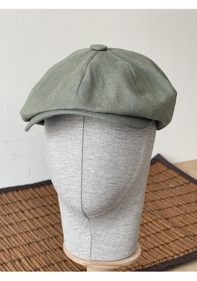 Aida Jewelss Yazlık Keten Peaky Blinders Kasket Dökümlü Astarlı Arkası Lastikli Kasket Şapka Haki