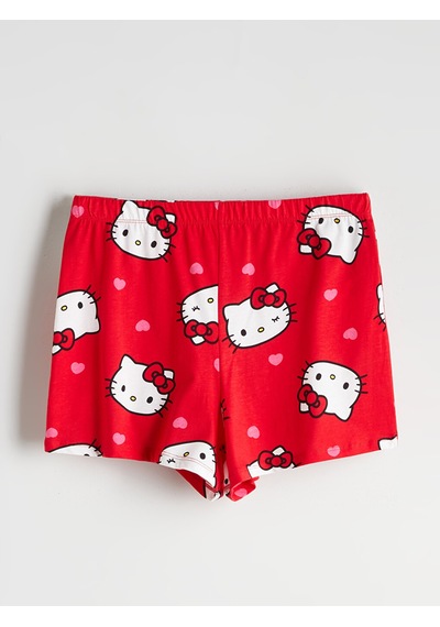 Lcw Young Kırmızı Hello Kitty Baskılı Kadın Şortlu Pijama Takımı