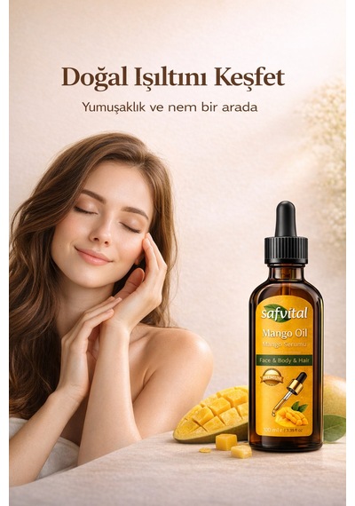 Safvital Mango Yağı 100 Ml Soğuk Pres Nemlendirici Cilt Saç Bakım Serumu Parlaklık Ve Yumuşaklık