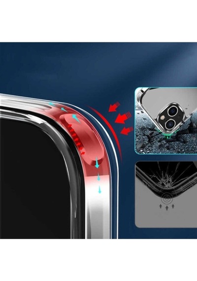 Apple Uyumlu iPhone 14 Kılıf Standlı Şeffaf Silikon Zore L-stand Kapak Renksiz