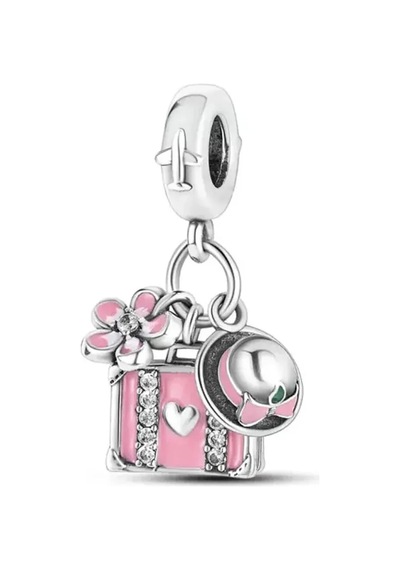 Pembe Valiz , Papatya Ve Şapka Sallantılı Charm Gümüş