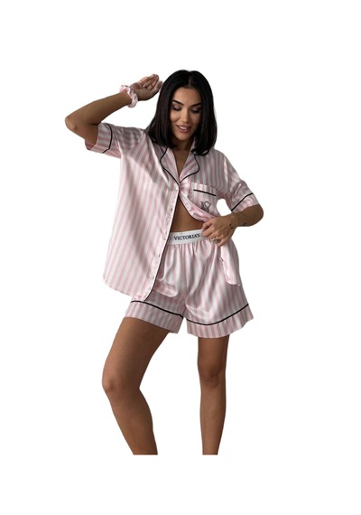 Victoria"s Secret İpek Saten Yazlık Pijama Takımı Toz Pembe Açık Pembe
