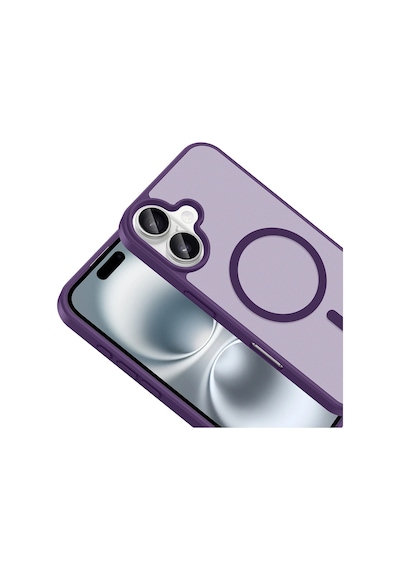 Ardemix Apple iPhone Uyumlu 16 Kılıf M-safe Şarj Özellikli Zore Babet Kapak - Derin Mor