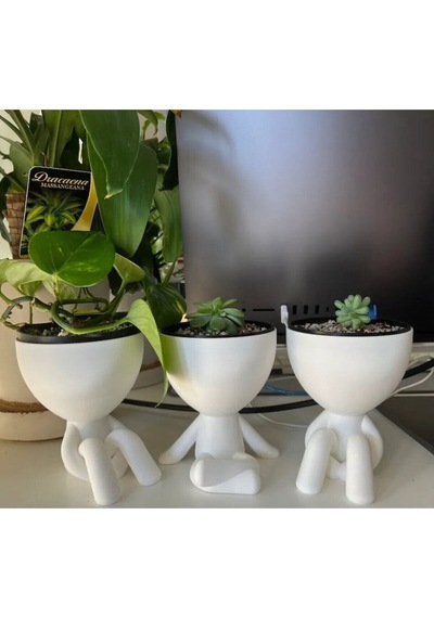 Insansı Saksı 4'lü Set - Beyaz - Çiçeksiz - 7cm