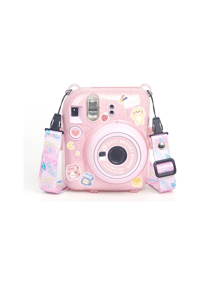 Fujifilm Instax Mini 12 Fotoğraf Makinesi + 20'li Film + Kıskaçlı Stand + pvc Albüm + Simli Pleksi Kılıf Seti Pembe