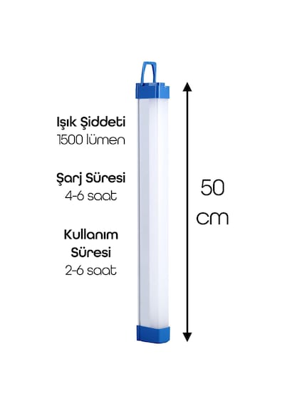 Şarjlı Işıldak Mıknatıslı Kamp Lambası 1500 Lm 3 Mod Elektrikli Acil Durum El Feneri 50cm Pr305 Beyaz