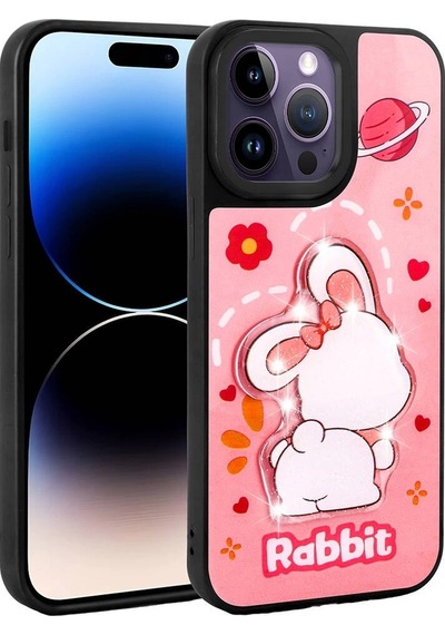 Apple Uyumlu iPhone 14 Pro Max Kılıf Parlayan Kabartmalı İkonik Figürlü Zore Amas Silikon Kapak