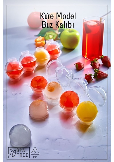 4'lü Küre Buz Kalıbı Şeffaf