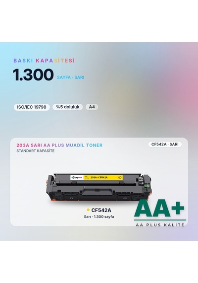 Hp 203a Cf542a Sarı Uyumlu Toner Aa Plus / Color Laserjet Pro M254 / M280 / M281