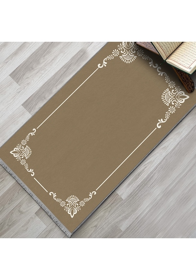 Evaşk Namazlık Dokuma Halı Kaymaz Muslumana Seccade80 x 130 Sütlü Kahverengi EVASK806E66