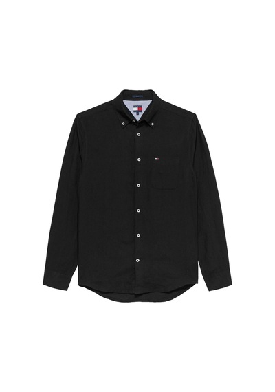 Tommy Hilfiger Tjm Erkek Regular Siyah Keten Gömlek-15172