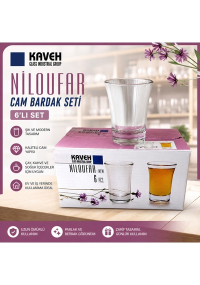 6lı Kahve Yanı Su Bardagı Beyaz