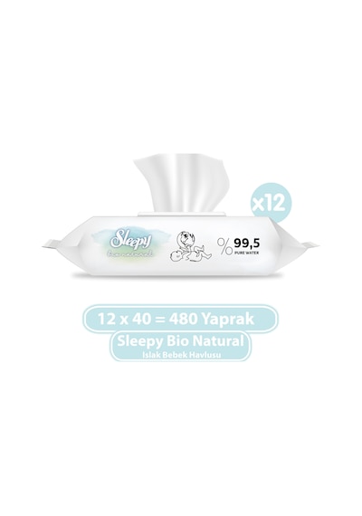 Sleepy Bio Natural Yenidoğan Islak Bebek Bakım Havlusu 12 x 40'lı 480 Yaprak