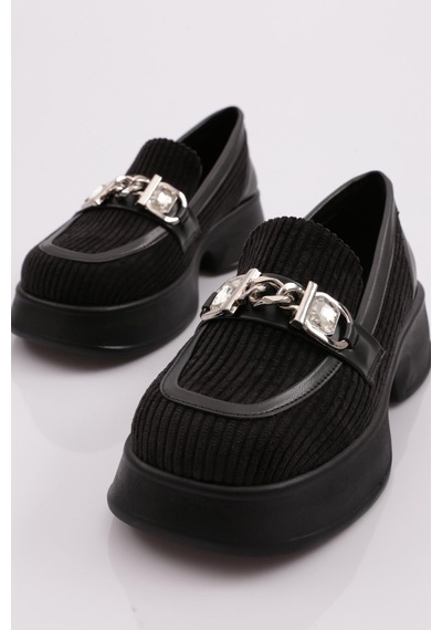 Dgn 504 Kadin Loafer Ayakkabi Siyah Kadife