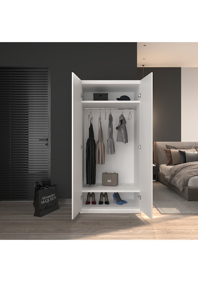 2 Kapaklı Elbise Dolabı Beyaz80 Beyaz