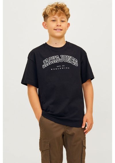 Jack & Jones Jjecaleb Varsıty Tee Ss O Siyah Erkek Çocuk Kısa Kol T-shirt SIYAH