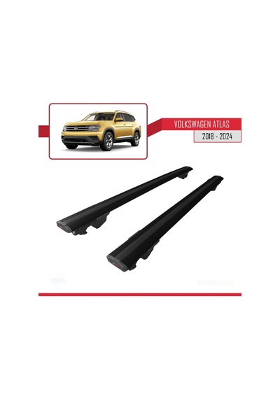 Volkswagen Atlas 2018 Ve Sonrası İle Uyumlu Hook Model Anahtar Kilitli Ara Atkı Tavan Barı Siyah