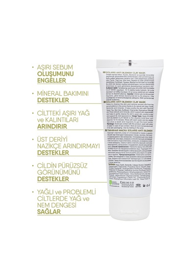 Solaris Kil Maskesi Yağlı ve Lekeli Ciltler İçin 2 x 100 ML