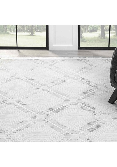 Beyaz Gri Baklava Geometrik Modern Halı - Ng5117gv