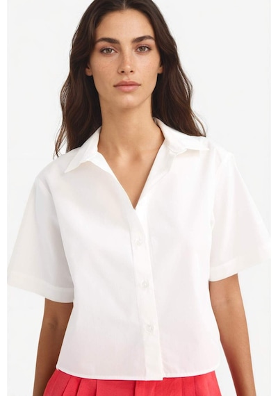 Defacto Regular Fit Poplin Kısa Kollu Beyaz Gömlek F8580ax25smwt34 Beyaz
