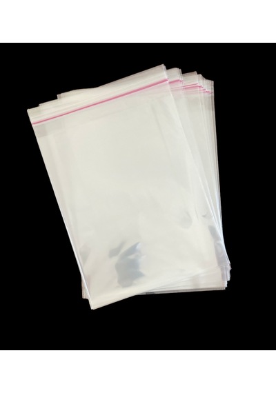 Hg Ambalaj 100 Adet 20x30 Cm Bantlı Opp Jelatin Poşet, Şeffaf Poşet 20x25+5 Cm