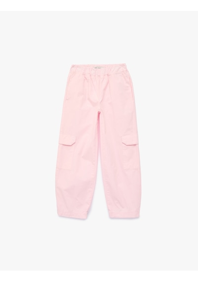 Koton Pamuklu Kapaklı Rahat Kesim Kapaklı Cepli Jogger Pantolon Pembe 6skg40012ad Gül