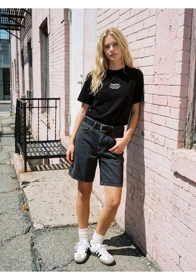 LTB Minimal Baskılı Relaxed Siyah T-shırt
