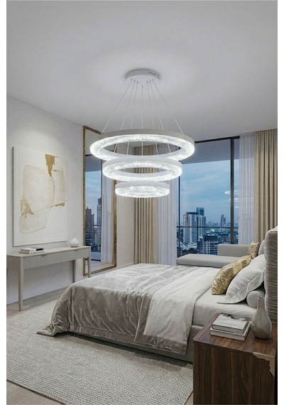 LumiaLighting Vera Model Beyaz Kumandalı 3 Renk Modu Ledli Modern Salon Mutfak Çocuk Yatak Odası Led Avize