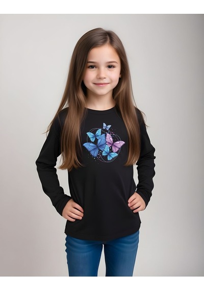 Fyk Kids Kız Çocuk Bisiklet Yaka 3'lü Basic Sweatshirt Çok Renkli