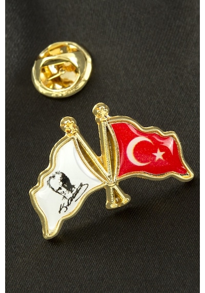 Ay - 915 - Yıldız Atatürk İmzalı Yaka - Glblseme - Rozet Sarı
