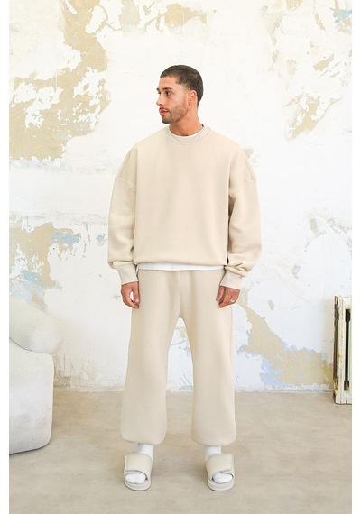 Krem Cozy Basic Oversize Sweat Krem