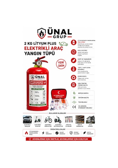 2 Kg Elektrikli Araç Lityum Yangın Söndürücü Yangın Tüpü Araç