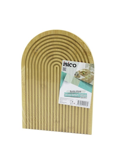 İbico İ22-213 2in1 Kenar Oval Ve Düz Ahşap Bambu Çift Taraflı Servis Sunum Tepsisi Ve Tahtası 22x32cm