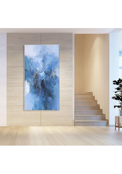 Dokulu Büyük Boy El Yapımı Yağlı Boya Tablo 75x126cm