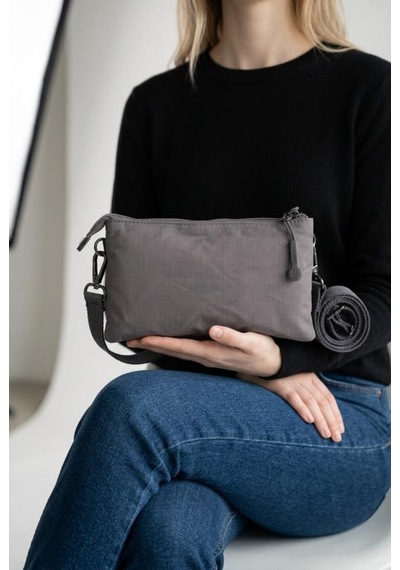 Baginn Paraşüt Kumaş Mini Çapraz Askılı Kadın Çanta Yağmur Geçirmez El Askılı Çanta 20 12 Cm Telefonluk Gri
