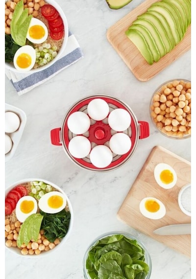 Dash Rapid Yumurta Pişirici + Mini Waffle Makinesi Premium Kahvaltı Seti Waffle Makineleri Kırmızı 3