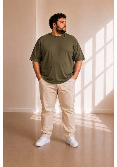 Sngl Tekstil Erkek Büyük Beden Oversize Kısa Kollu T-shirt 3xl 4xl 5xl 6xl 7xl 8xl 9xl Haki