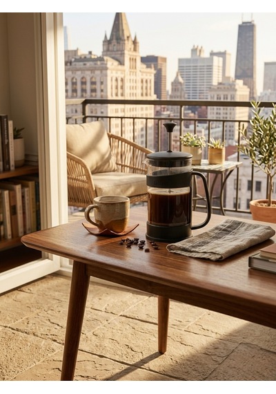 400 Ml French Press Borosilikat Cam Kahve Ve Bitki Çayı Demleme Filtresi - Siyah