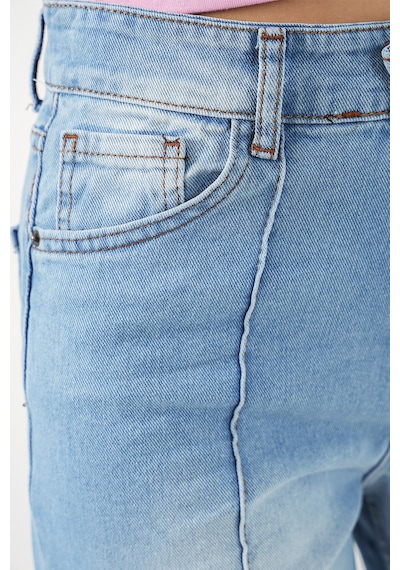 Hiccup Bdart Yüksek Bel Geniş Paça Pamuklu Jean Açık-orta Mavi Denim