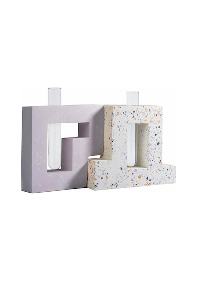 Terrazzo Desenli İkili Vazo Seti