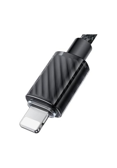 Ca-3660 Crystal Serisi Type-c To Lightning 36w Pd Hızlı Şarj Ve Veri Aktarım Örgü Kablo Siyah 1.2m
